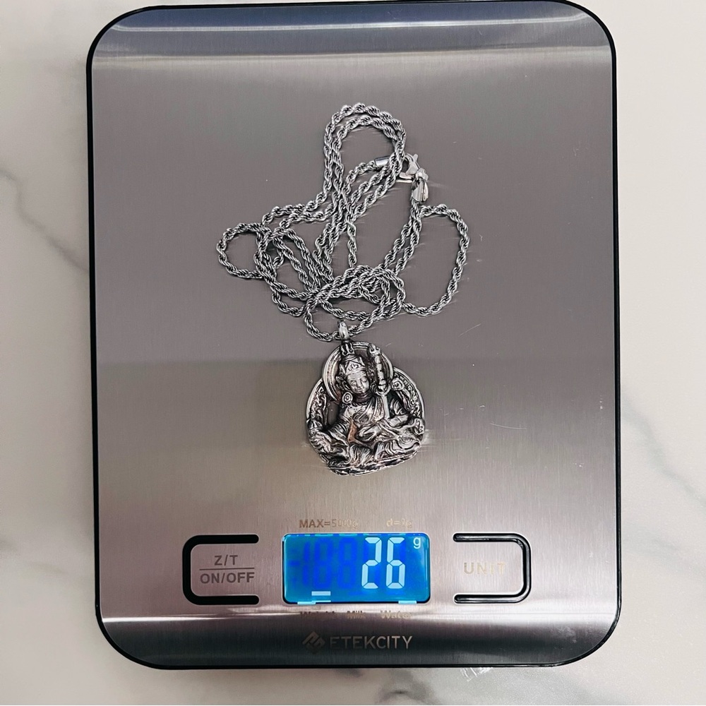 Hand-crafted Sterling Silver Guru Rinpoche Tibetan Buddhist Amulet/Rope Chain - Picture 10 of 10